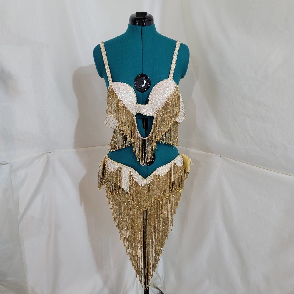 Vintage Gold / Cream Fringe Showgirl Set